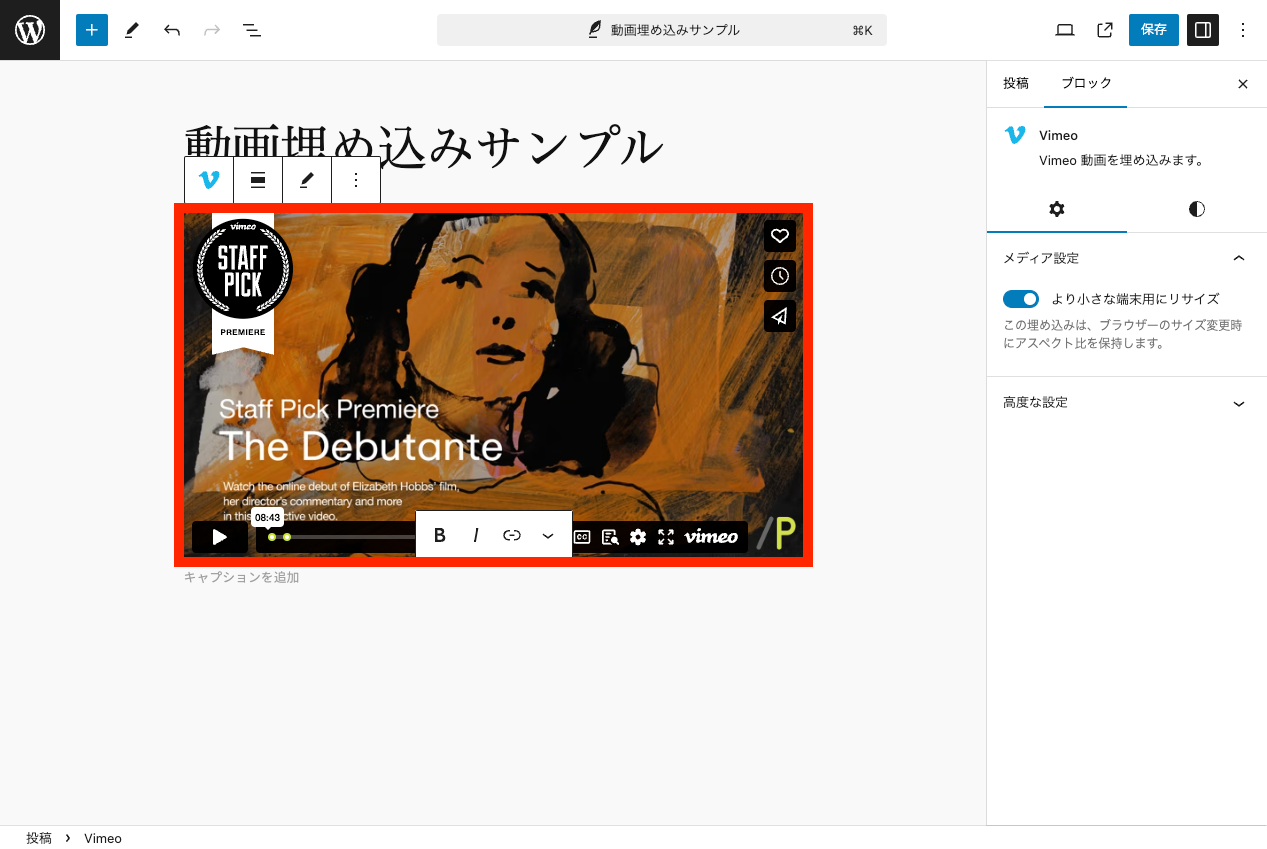 Vimeo で埋め込み 2