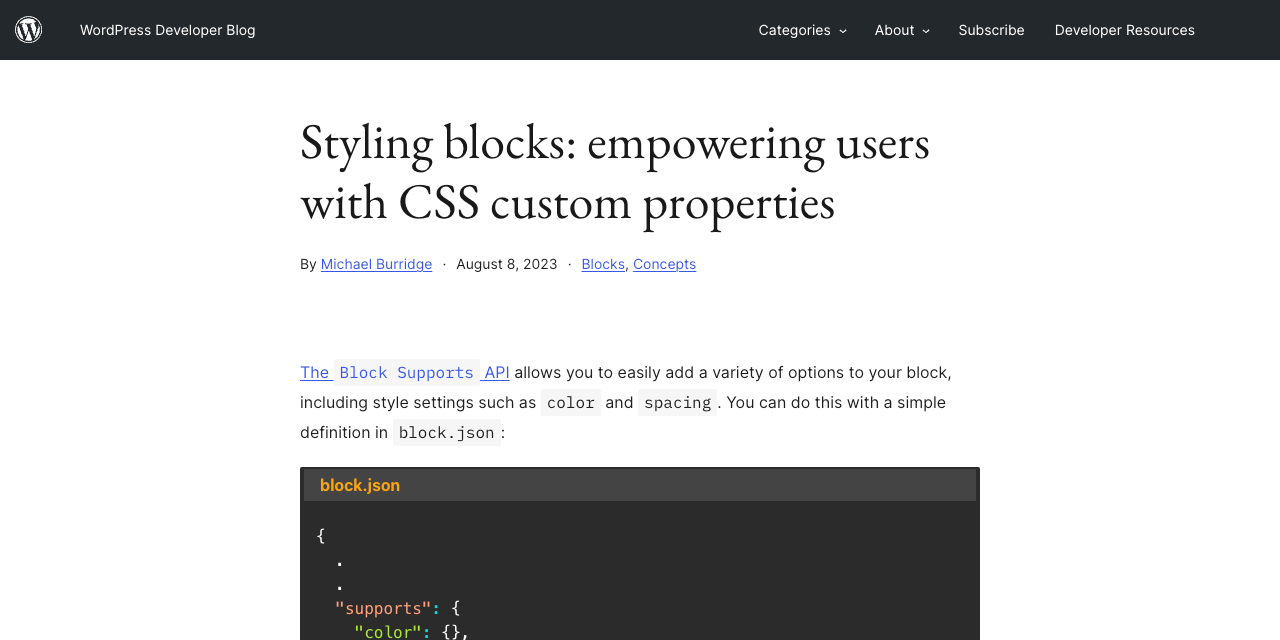 Styling blocks: empowering users with CSS custom properties – WordPress Developer Blog