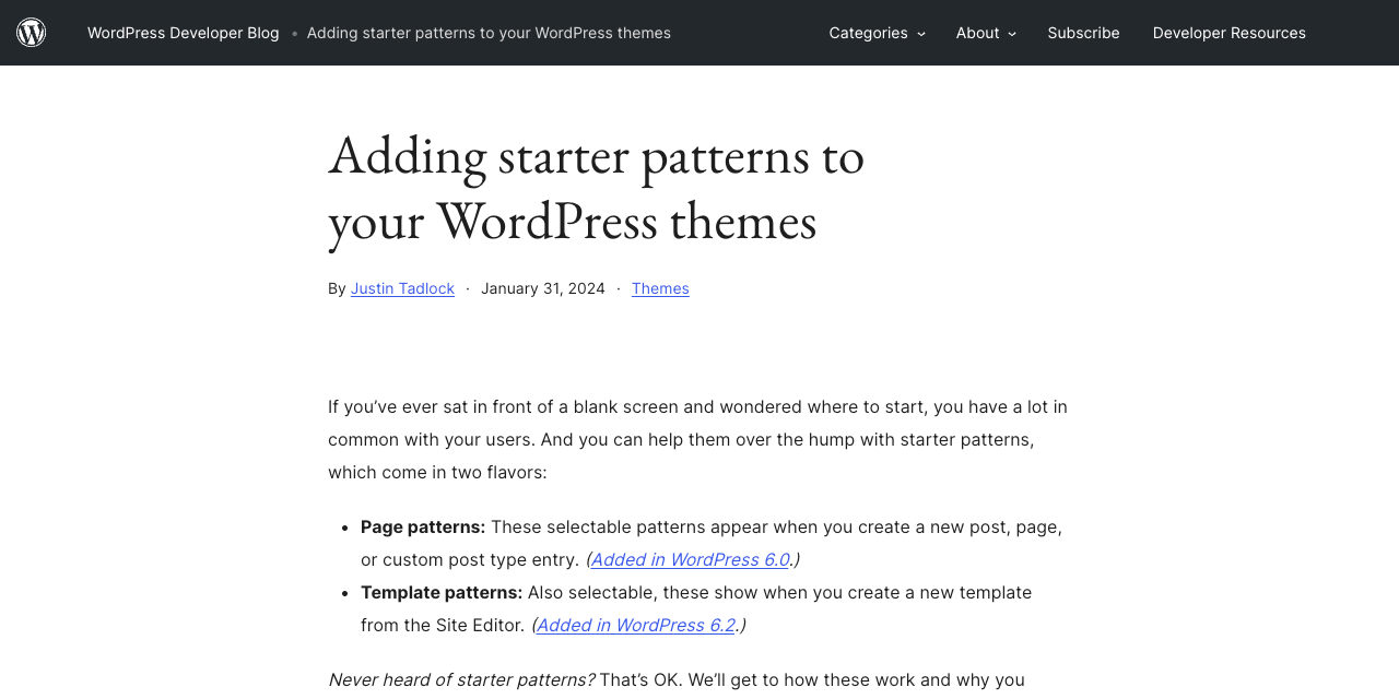 Adding starter patterns to your WordPress themes – WordPress Developer Blog