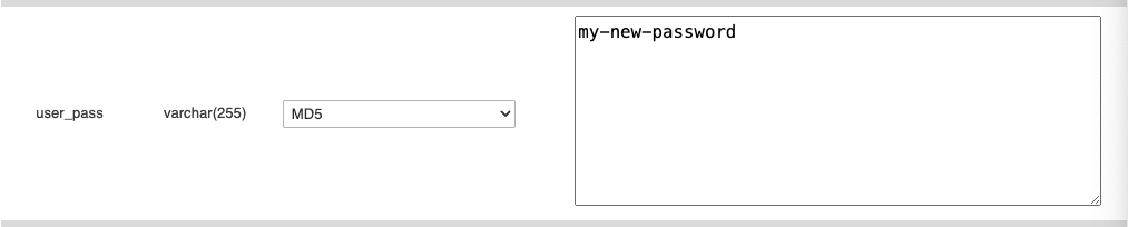 phpMyAdmin → プレフィックス_users → user_pass