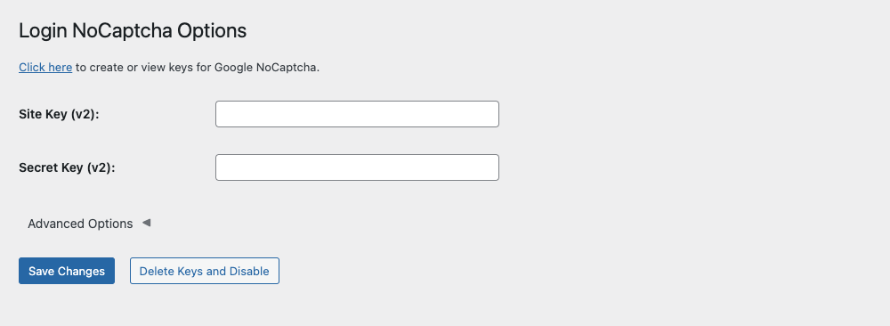 Login NoCaptcha Options