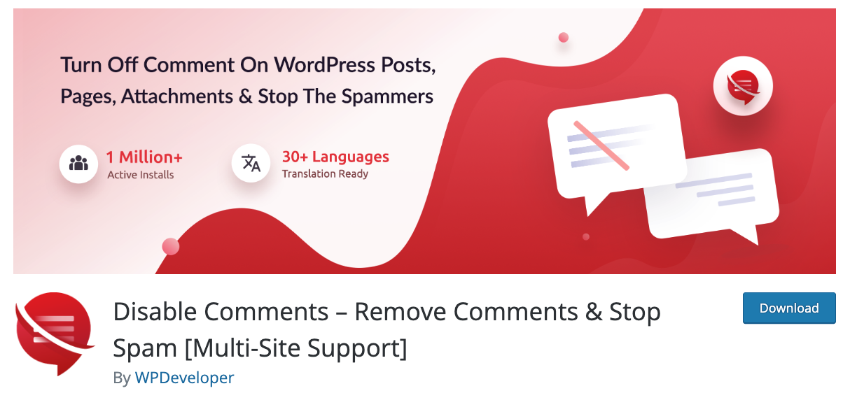 WordPress プラグイン Disable Comments