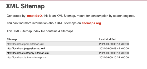 Yoast SEO: 整形済み XML サイトマッププレビュー